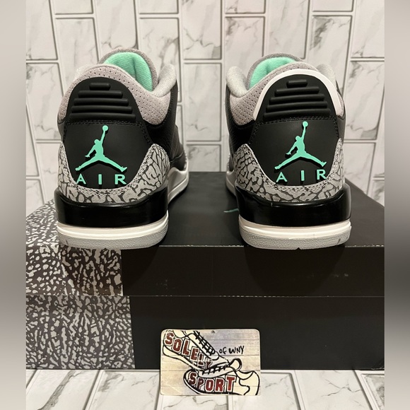 New Nike Air Jordan 3 Retro Green Glow Black Cement 2024 Mens Size 14 - Picture 5 of 12